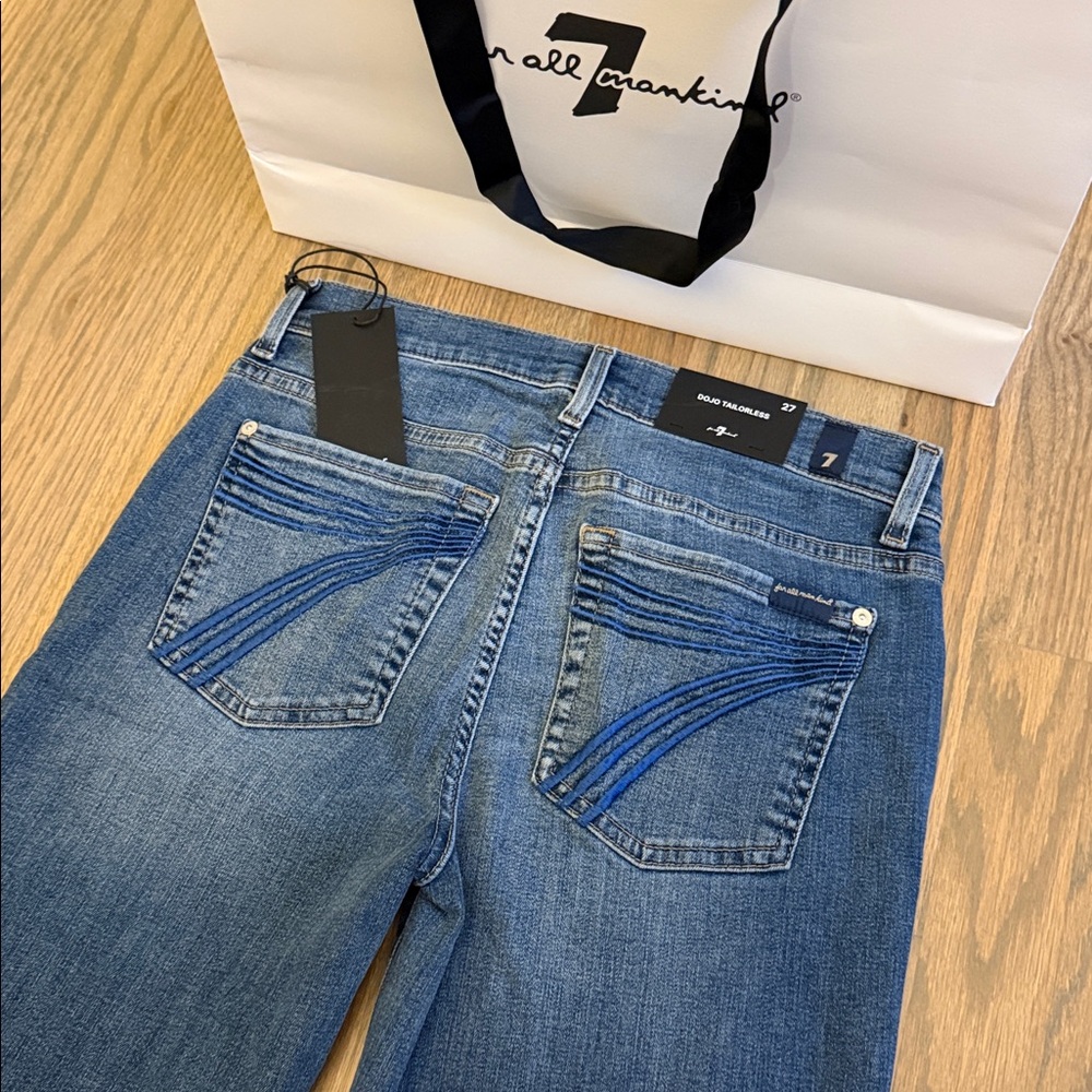 NWT 7 For All Mankind Women’s Tailorless Dojo Jeans Marsh Size 27